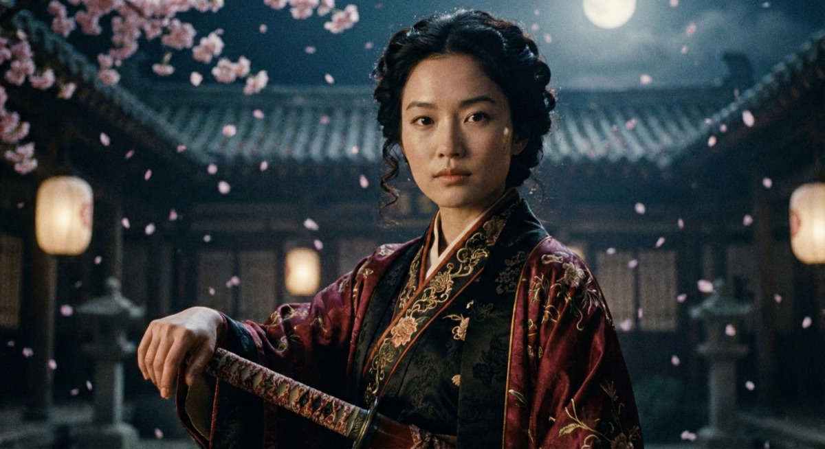 Ovi Black — warrior in moonlit garden